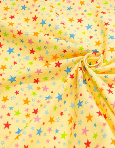 {[en]:Flannel cotton fabric ''Fireworks'' yellow}