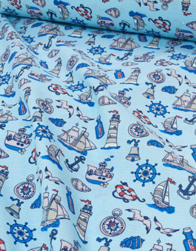 {[en]:Waffle fabric ''Marine tour''}