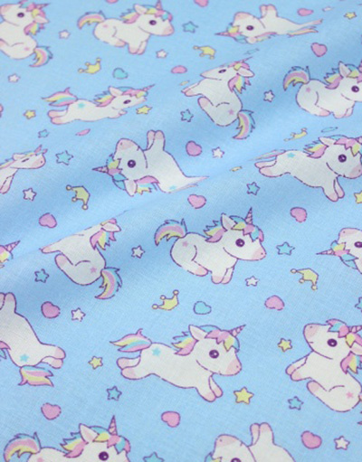 {[en]:Baby cotton ''Little unicorns'' light blue}