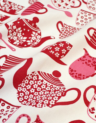 {[en]:Panama weave cotton ''Tea set'' blue}