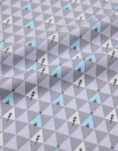 {[en]:Poplin cotton ''Geometric wigwams grey''}