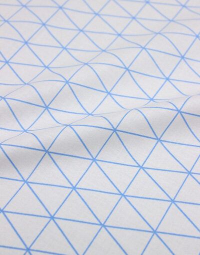 {[en]:Poplin cotton ''Geometric triangles light blue''}
