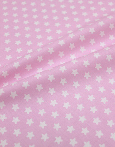 {[en]:Poplin cotton ''Small white stars on pink''}