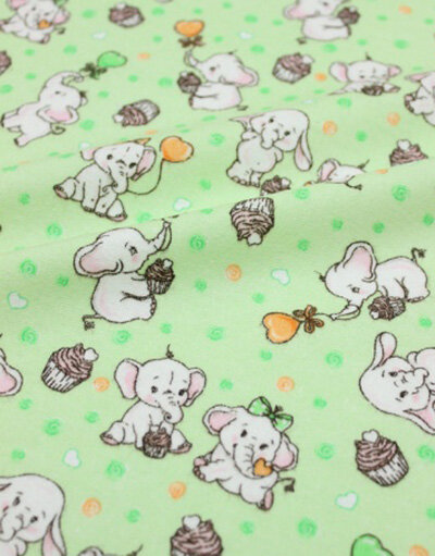 {[en]:Flannel cotton ''Sweet couple'' green}