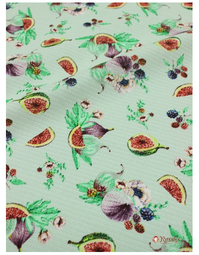 {[en]:Waffle fabric ''Figs on mint''}