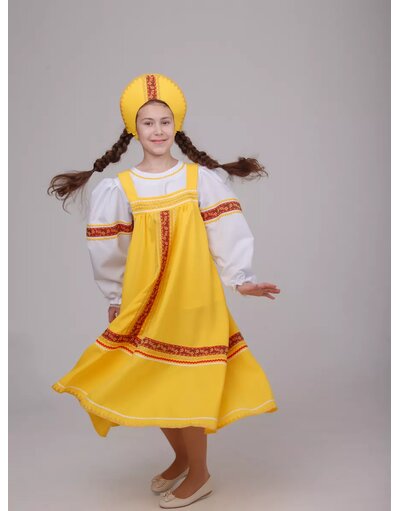 yellow russian dress