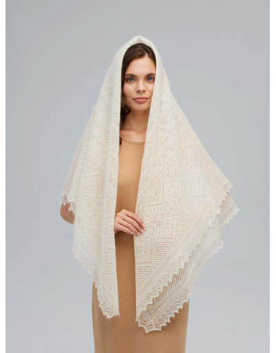 Down pashmina wrap ''Snowstorm''