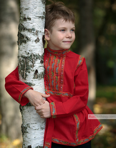 russian red cotton shirt