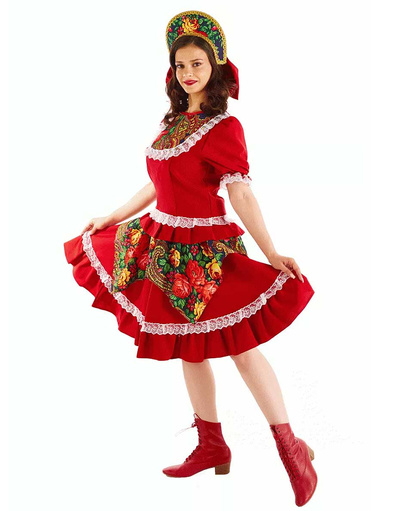 Russia nfolk dance dress ''Quadrille'' with Kokohnik