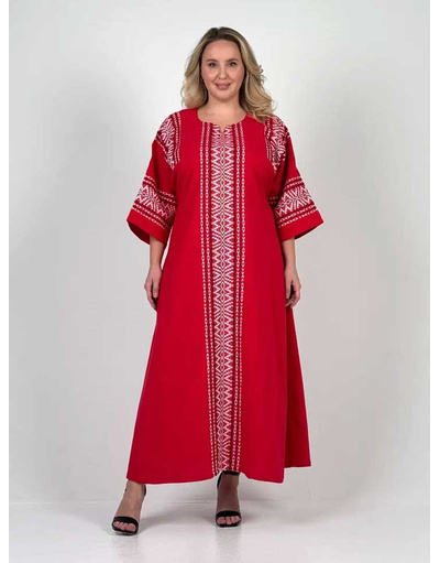 red linen dress