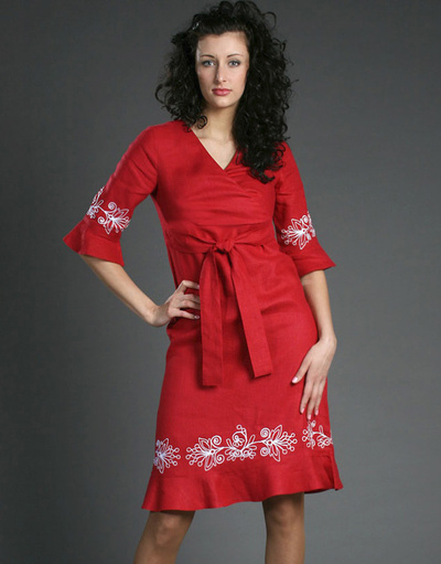 red linen dress