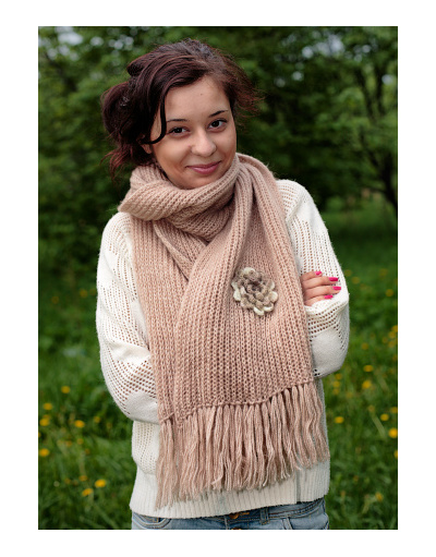 Fluffy hand knit scarf