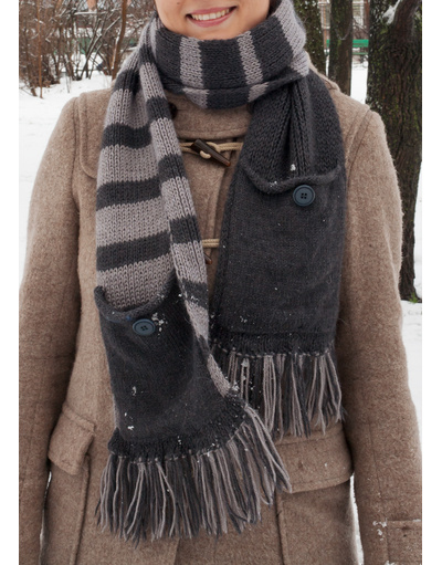 Long pocket hand knit scarf