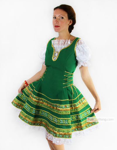 Green Russian dress sarafan