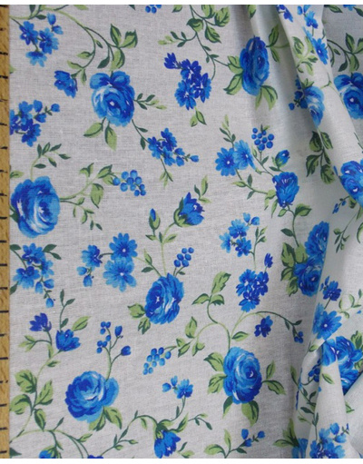 Floral fabric by the yard ''Blue flowers''