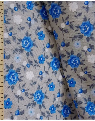 Floral fabric by the yard ''Blue Roses''