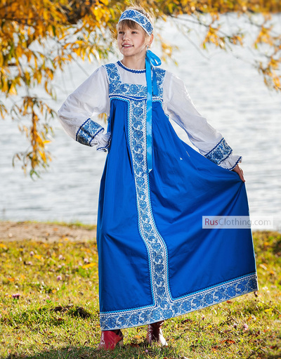 Russian folk dress ''Goluba'' | RusClothing.com