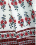 Viscose Fabric by the yard ''Scarlet Asters On White, With A Border''}
